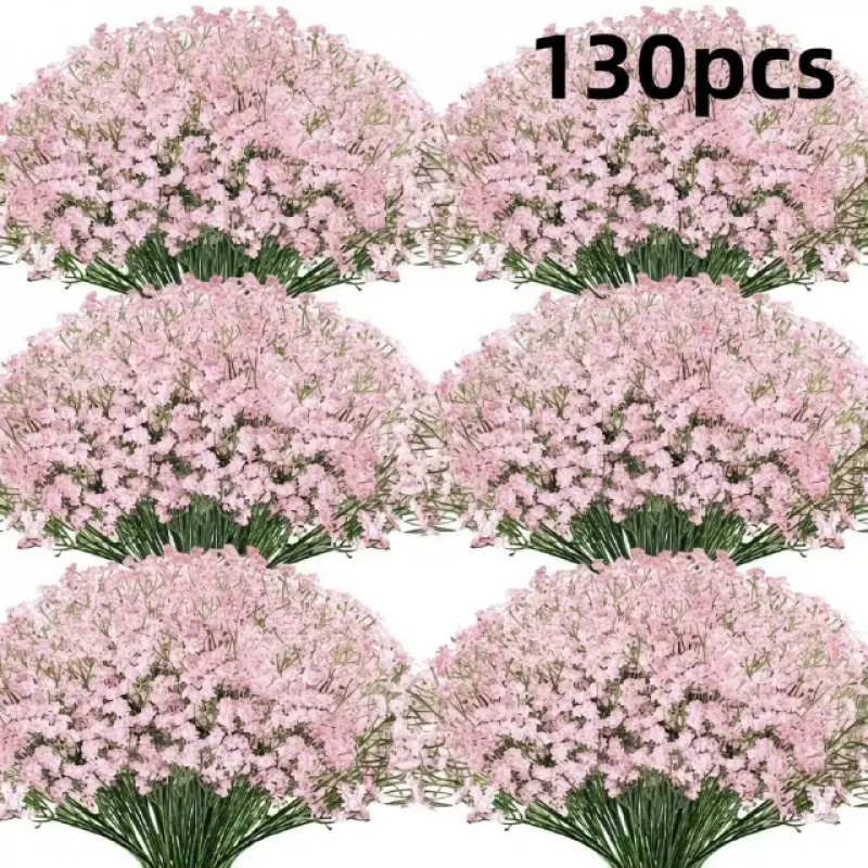 Florist Supply Bulk - 130-Stem Pink Gypsophila Artificial Flower Bouquet,