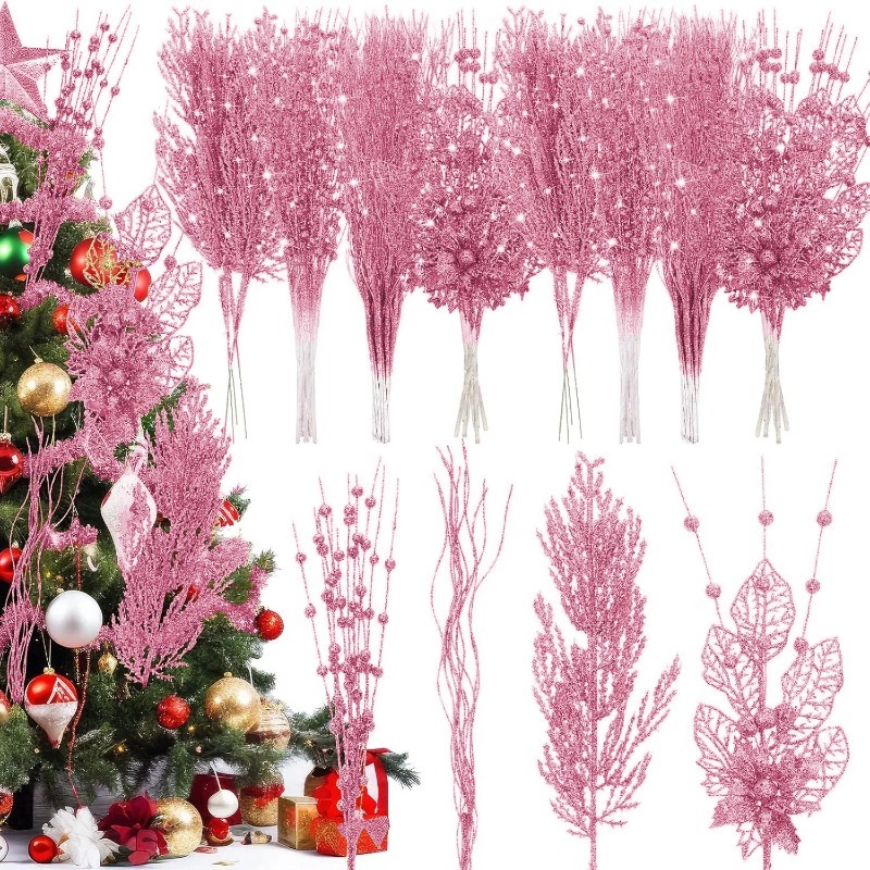 12Pcs Pink Christmas Tree Deco - Florist Supply Bulk ulasan dan harga