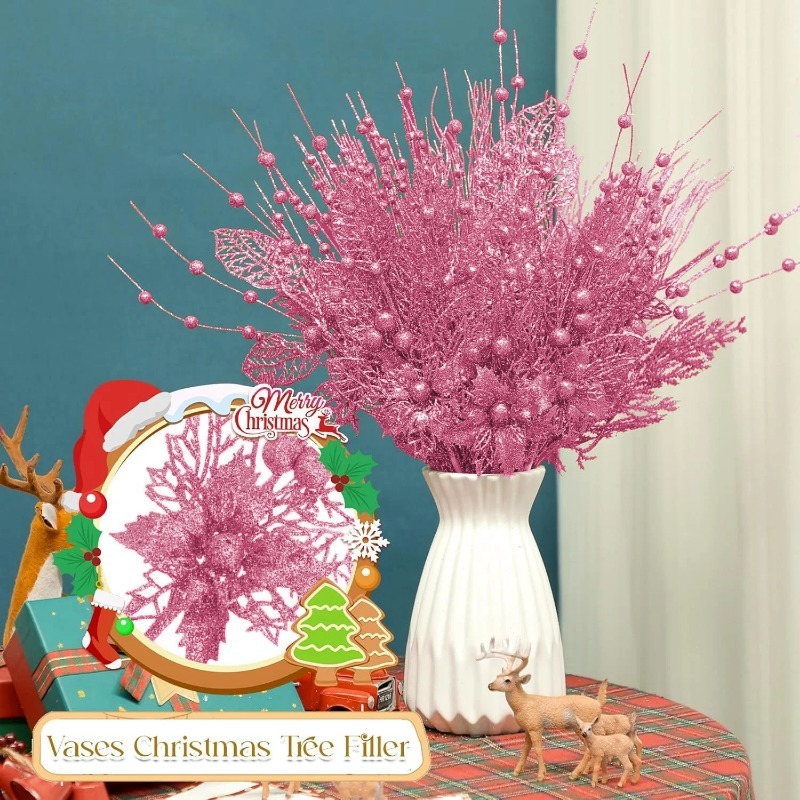 12Pcs Pink Christmas Tree Deco - Florist Supply Bulk ulasan dan harga