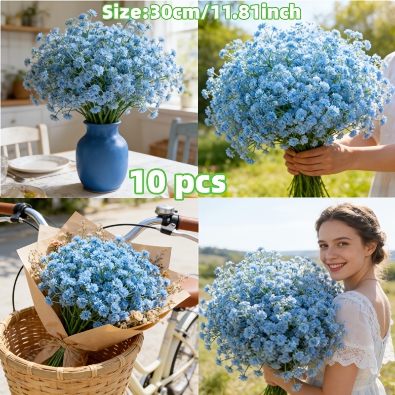 10Pcs Artificial Blue Gypsophi - Florist Supply Bulk ulasan dan harga